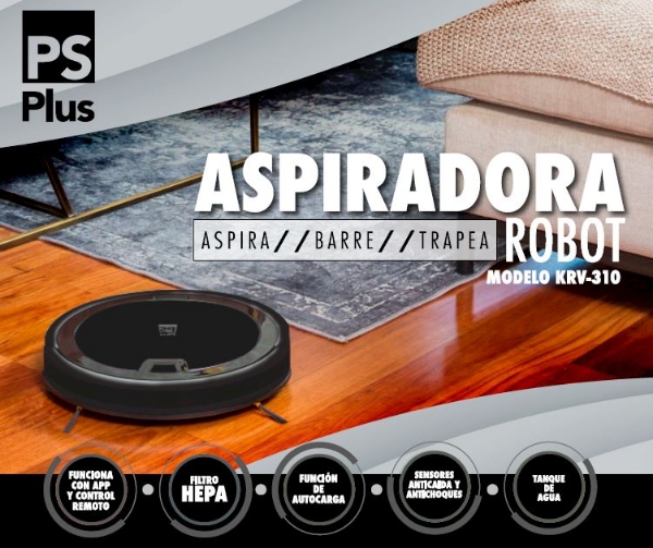 Imagen de ROBOT ASPIRADORA KRV310 (Negro/Blanco) PS Plus